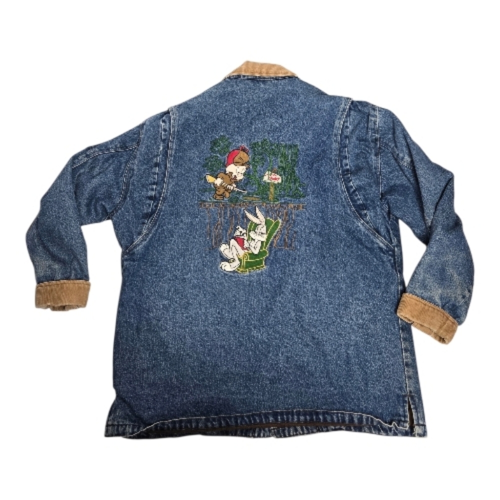 VINTAGE Looney Tunes embroidered denim Bugs Bunny jacket chore coat L